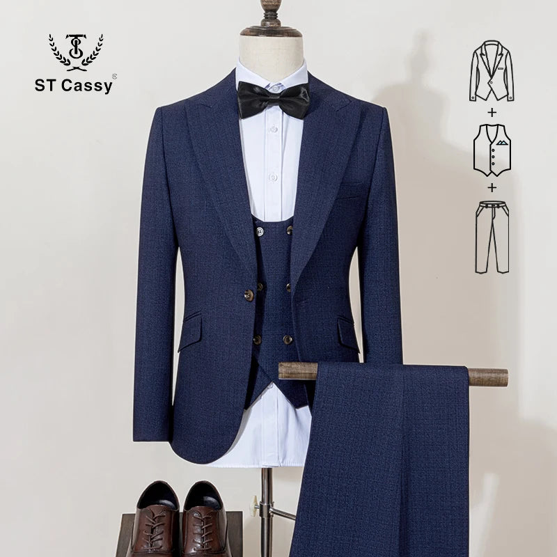 ST Cassy Men's Slim Fit Suit – Elegant Groom, Wedding & Business Formal Wear