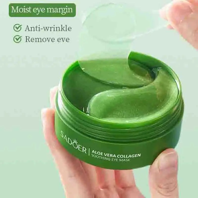 60pcs SAODER Aloe Vera Collagen Eye Mask – Anti Dark Circles, Eye Bags Remover, Moisturizing & Firming Eye Patches for Eye Skin Care
