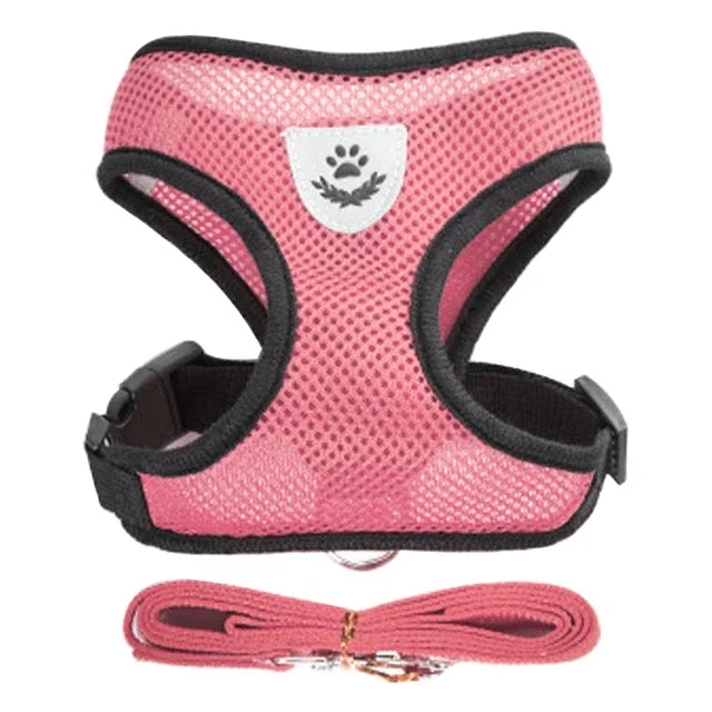 Adjustable Mesh Pet Harness & Leash Set – Comfortable Walking Vest for Cats & Small Dogs