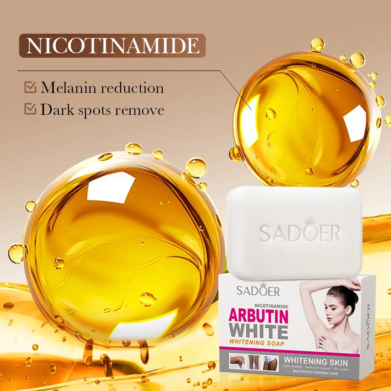 SADOER Niacinamide Arbutin Facial Soap • Brightening & Moisturizing Handmade Cleanser • Deep Cleansing Face & Body Wash Foam