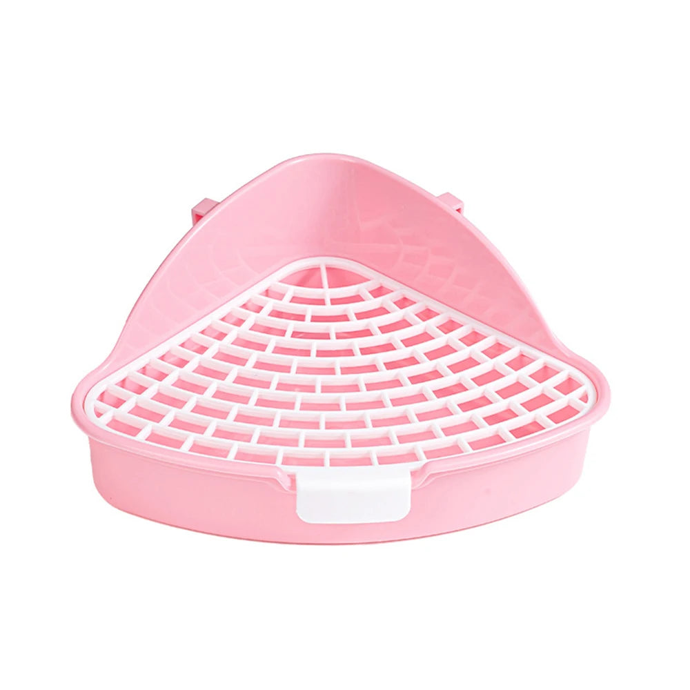 Triangle Corner Litter Box – Space-Saving Potty Tray for Rabbits & Small Pets