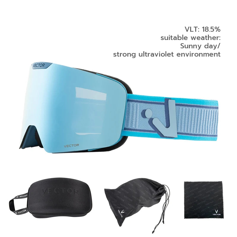 نظارات التزلج VECTOR للأطفال - نظارات تزلج على الجليد UV400 مع قناع تزلج مضاد للضباب للأطفال، وحماية من التزلج والرياضات الثلجية