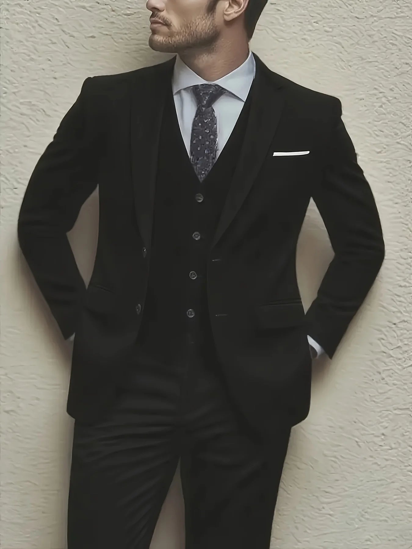 Men's 3pcs Suit Set – Jacket, Vest & Pants for Weddings, Parties & Formal Occasions