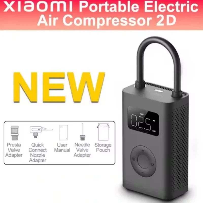 Xiaomi Mijia Air Pump 2 – Portable Car & Bicycle Inflator with Tire Pressure Detection, 150PSI, 2000mAh Rechargeable & PreSet Function