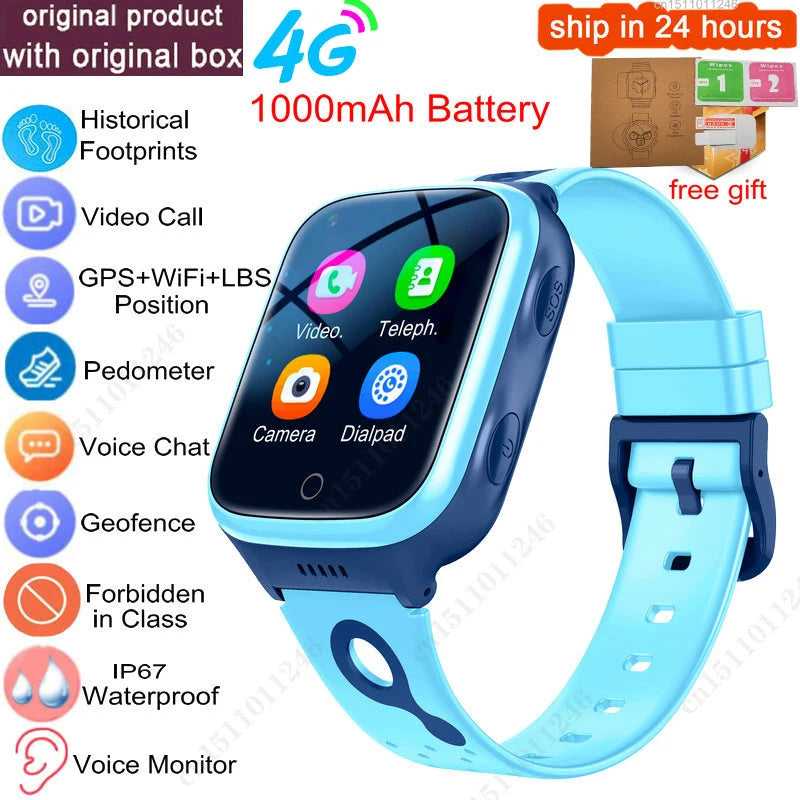 KGG 4G Kids Smart Watch – GPS & WiFi, Video Call, SOS, 1000mAh Battery, Location Tracker Phone Watch Gift