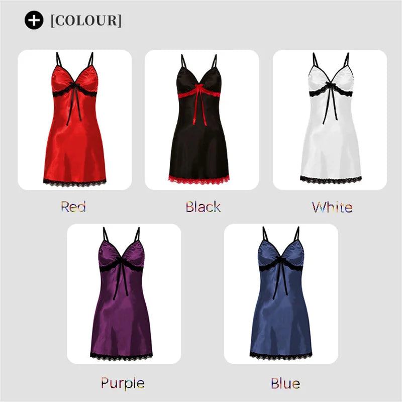 Women's Sexy Lace Nightgown | Large Size V-Neck Sleeveless Pajamas | Multi-Color Suspender Sleepwear