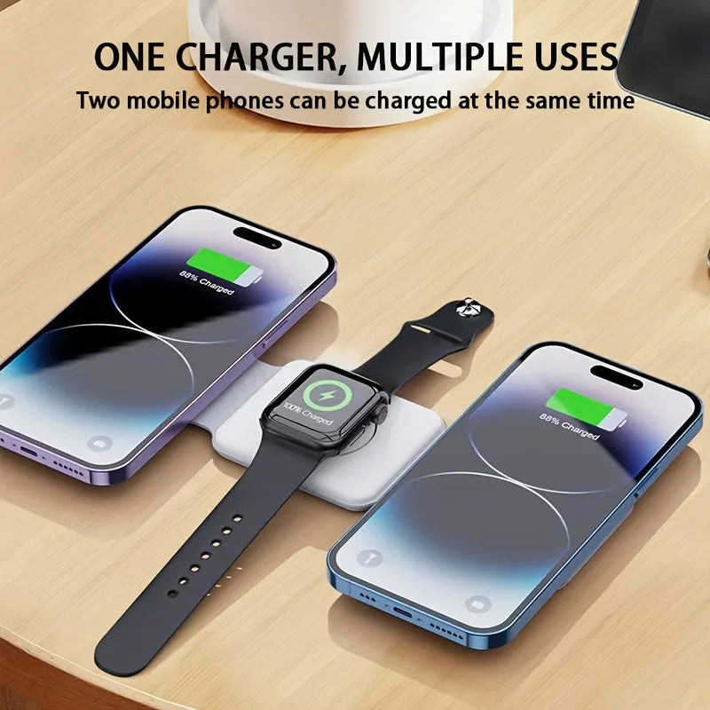 3-in-1 Fast Wireless Magnetic Charger – Foldable Charging Dock for iPhone 14/15/16 Pro Max, AirPods & Apple Watch