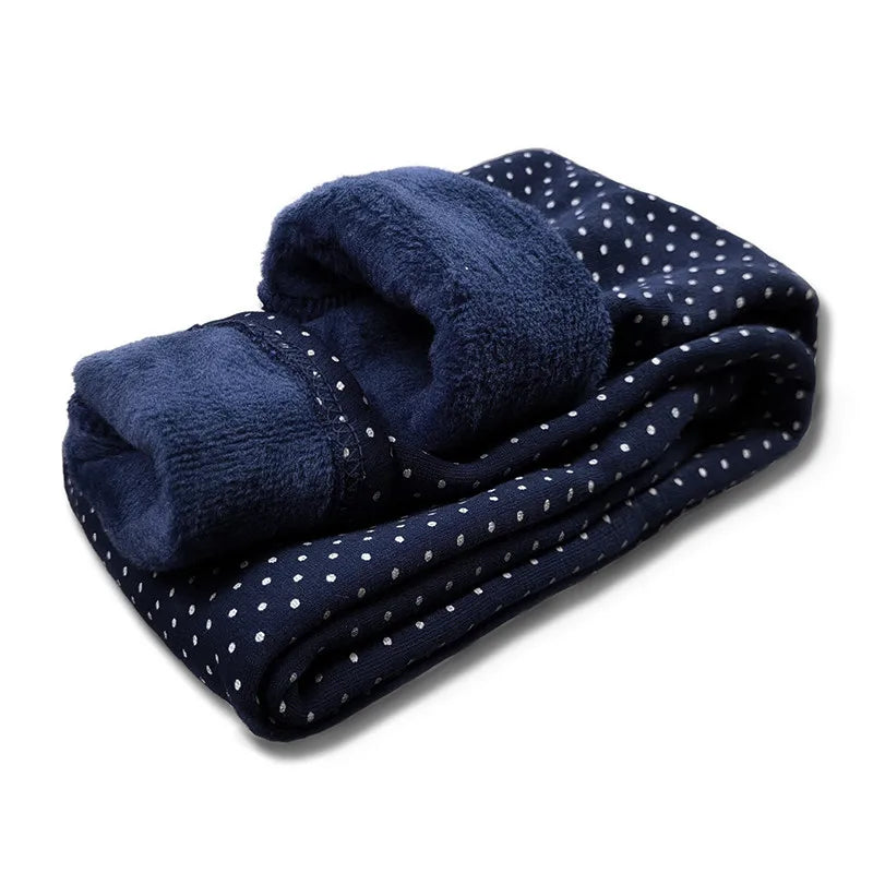 Girls Velvet Leggings Dot Print Warm Pants Autumn Winter Kids Cotton Trousers