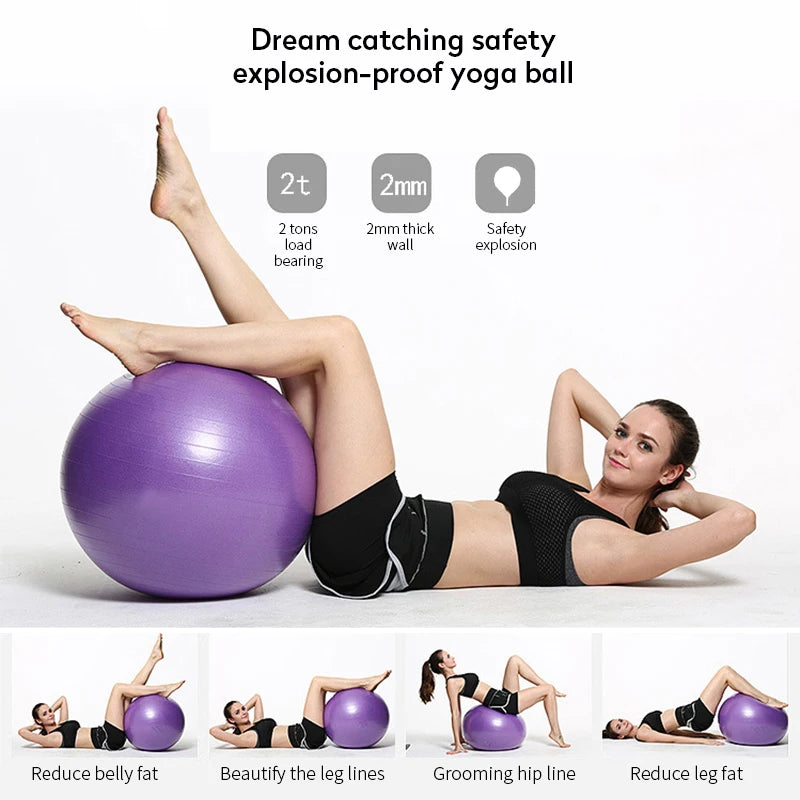 PVC Yoga Ball | Thickened Explosion-Proof Fitness & Balance Ball – Home Gym Pilates Exercise (45–85cm)