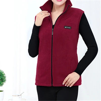 Plus Size Women's Polar Fleece Vest Sleeveless Zipper Jacket Autumn Fashion Leisure Gilet