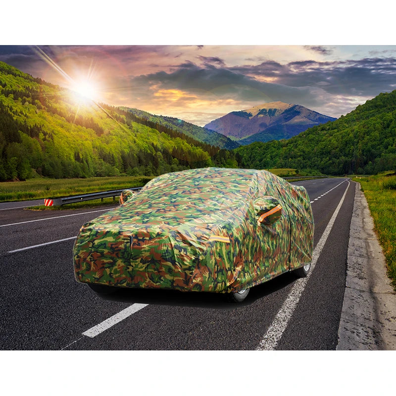 Kayme Waterproof Camouflage Car Covers Outdoor Sun Protection Cover For Car Reflector Dust Rain Snow Protective