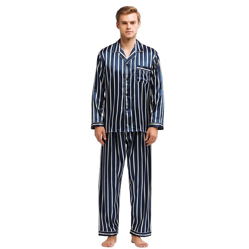 Tony & Candice Men's Satin Silk Pajama Set | Sexy Modern Soft & Cozy Sleepwear | Summer Nightwear for Men