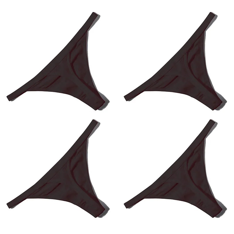 4PCS Sexy Women Cotton G-String Thongs – Low Waist, Seamless, Comfortable Female Underwear Lingerie