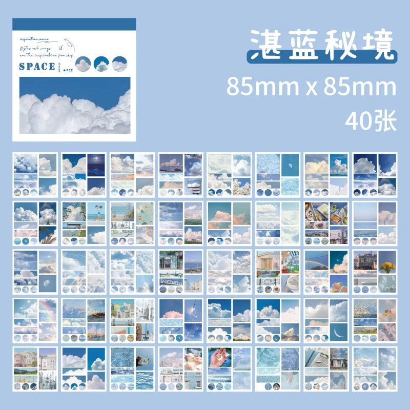 كتاب ملصقات واشي للمناظر الطبيعية الجمالية، 50 ورقة - 50 نمطًا من ملصقات سكرابوكينغ، ومجلات، وملصقات ورقية يدوية الصنع