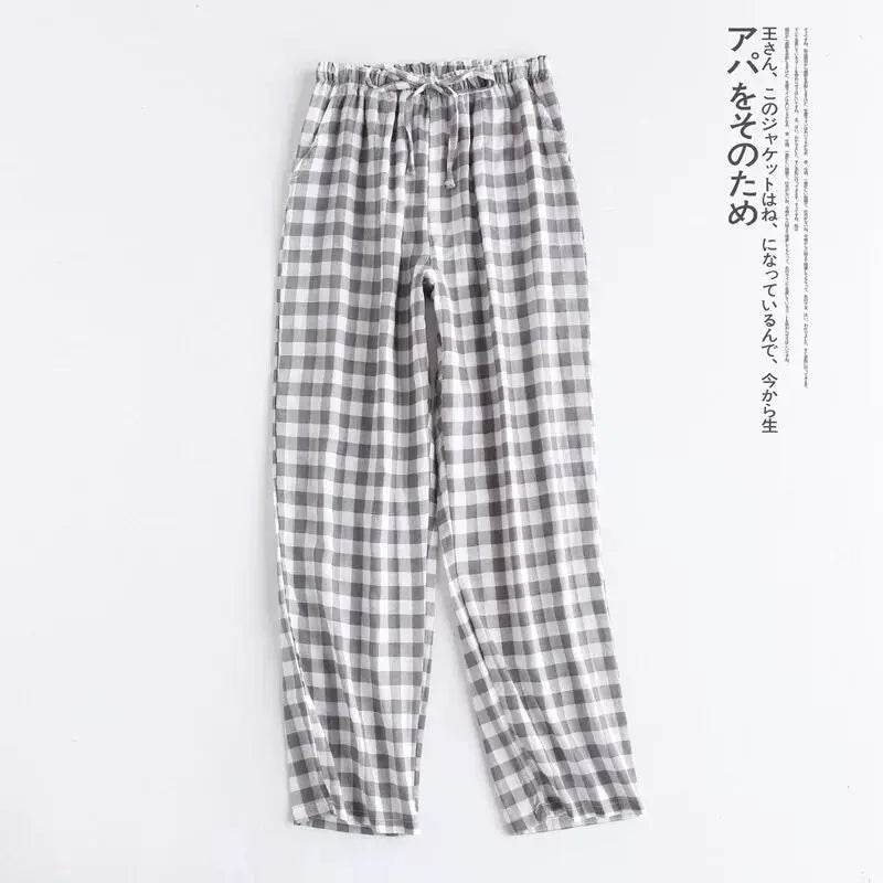 Spring Couples Cotton Gauze Sleep Pants | Women's Tie Waist Pajama Bottoms Home Pants | Comfortable Loungewear