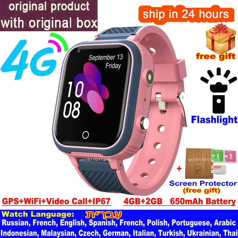 LT21 4G Kids Smart Watch – GPS, WiFi, Video Call, SOS, Camera, IP67 Waterproof Location Phone Watch