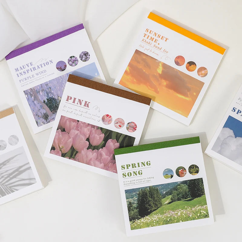 كتاب ملصقات واشي للمناظر الطبيعية الجمالية، 50 ورقة - 50 نمطًا من ملصقات سكرابوكينغ، ومجلات، وملصقات ورقية يدوية الصنع