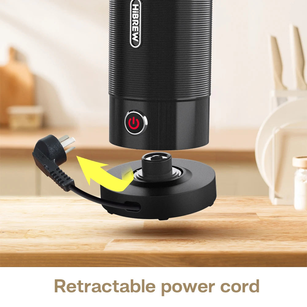 جهاز خفق الحليب الأوتوماتيكي HiBREW M1A - صانع رغوة ساخنة وباردة، خلاط شوكولاتة، وسخان حليب