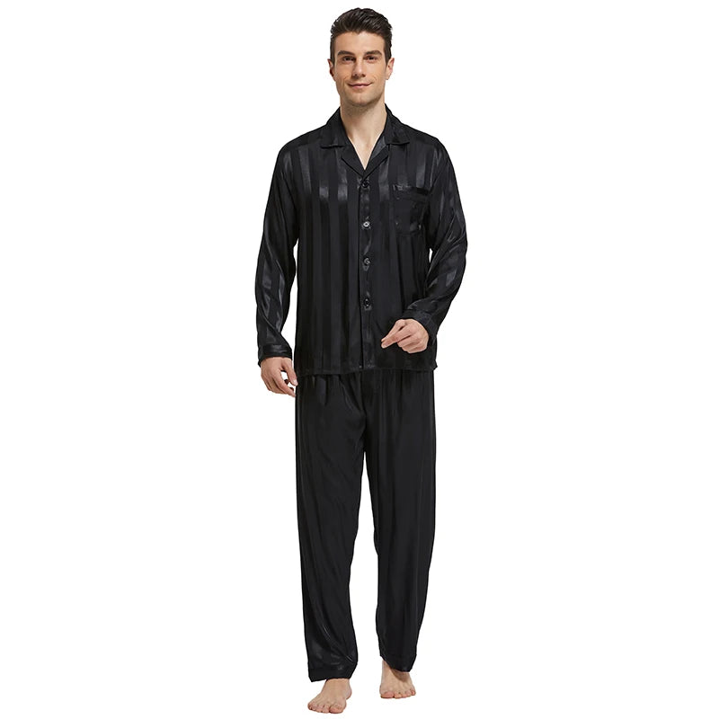 Tony & Candice Men's Satin Silk Pajama Set | Sexy Modern Soft & Cozy Sleepwear | Summer Nightwear for Men