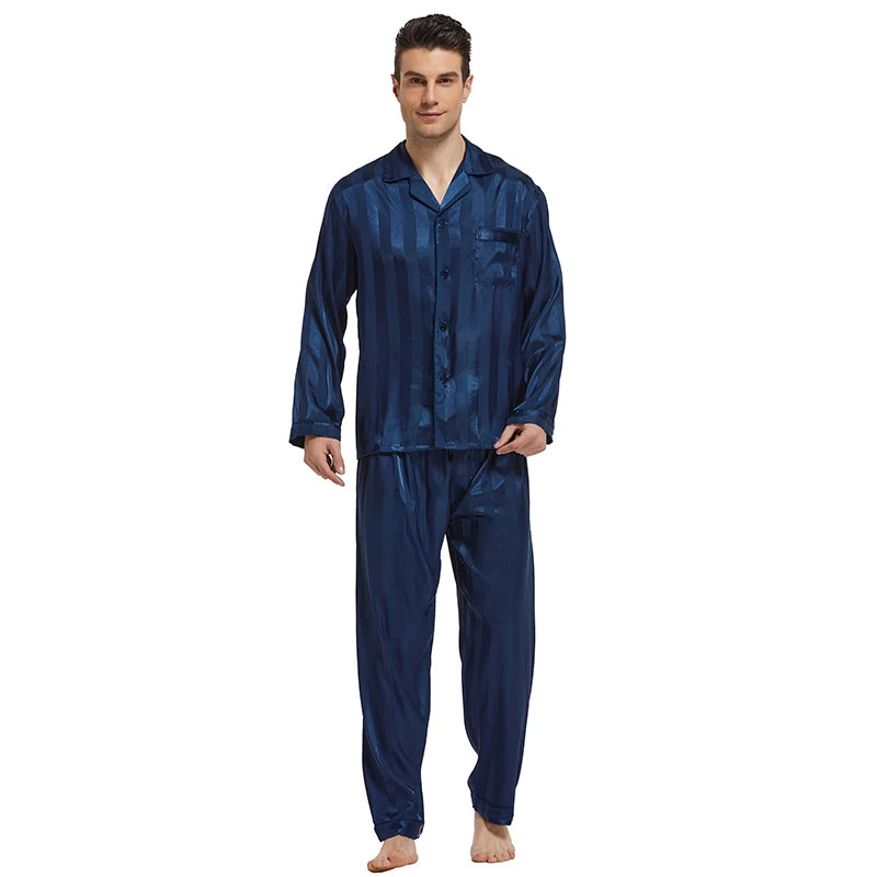 Tony & Candice Men's Satin Silk Pajama Set | Sexy Modern Soft & Cozy Sleepwear | Summer Nightwear for Men
