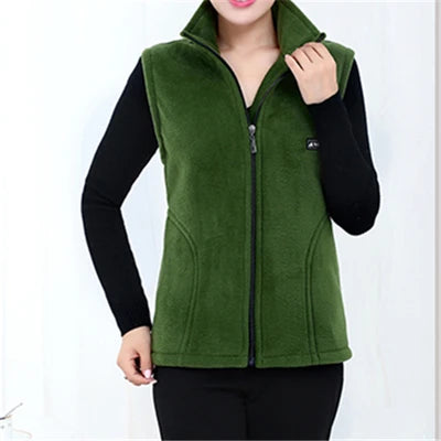 Plus Size Women's Polar Fleece Vest Sleeveless Zipper Jacket Autumn Fashion Leisure Gilet