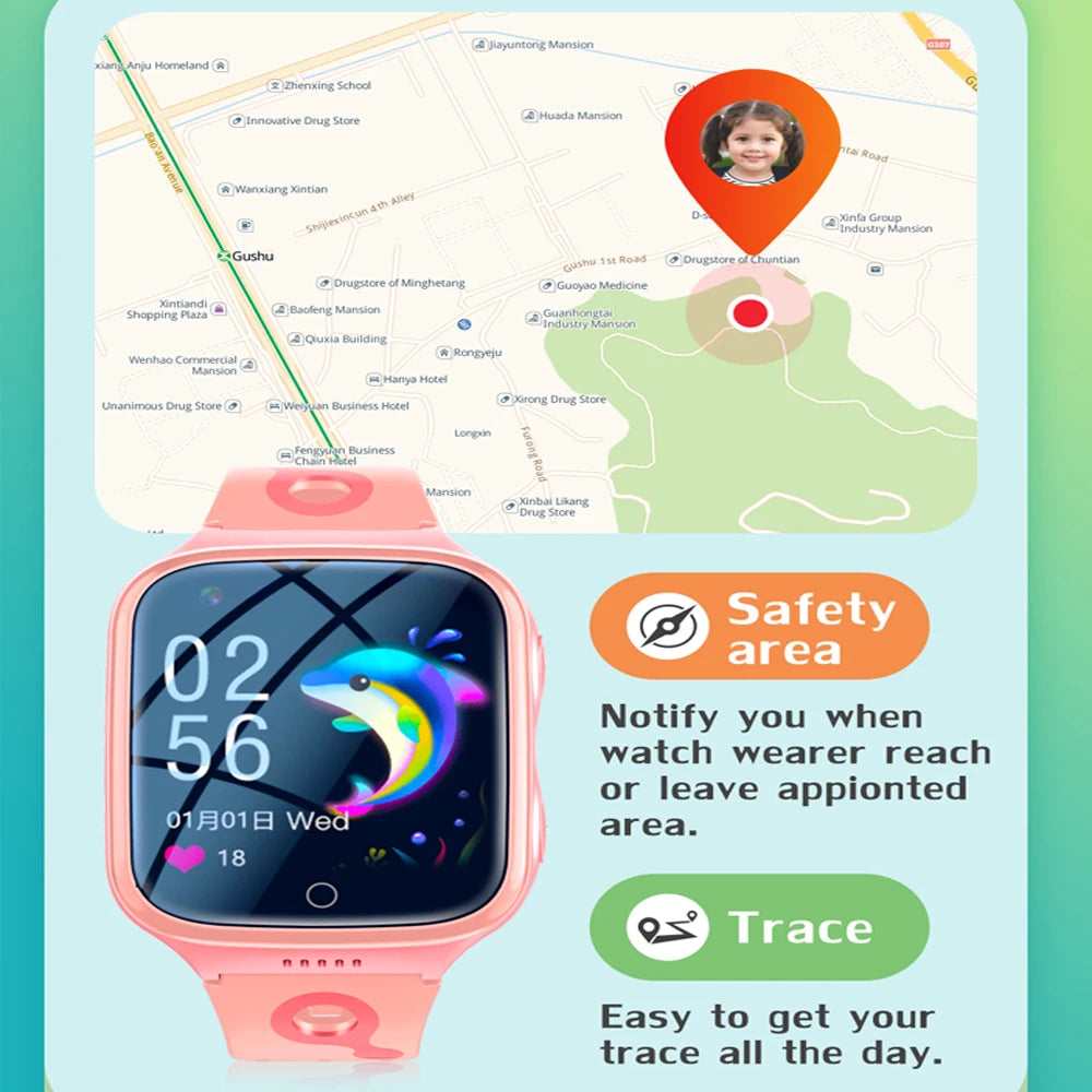 KGG 4G Kids Smart Watch – GPS & WiFi, Video Call, SOS, 1000mAh Battery, Location Tracker Phone Watch Gift