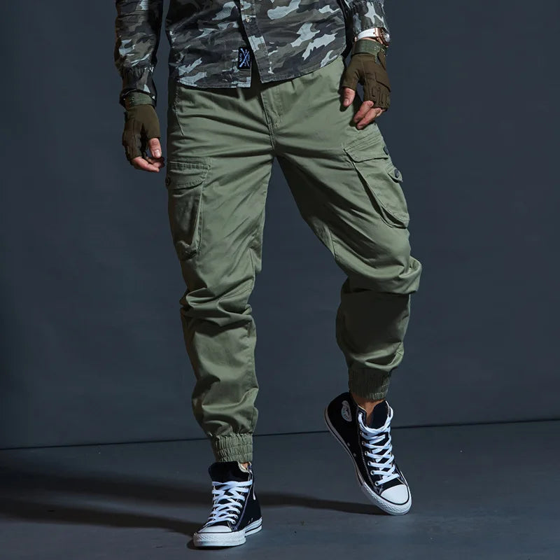 High Quality Khaki Casual Pants Men | Tactical Joggers Camouflage Cargo Pants | Multi-Pocket Fashion Black Army Work Trousers