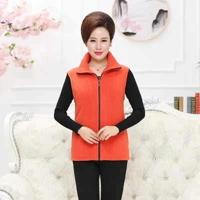Plus Size Women's Polar Fleece Vest Sleeveless Zipper Jacket Autumn Fashion Leisure Gilet