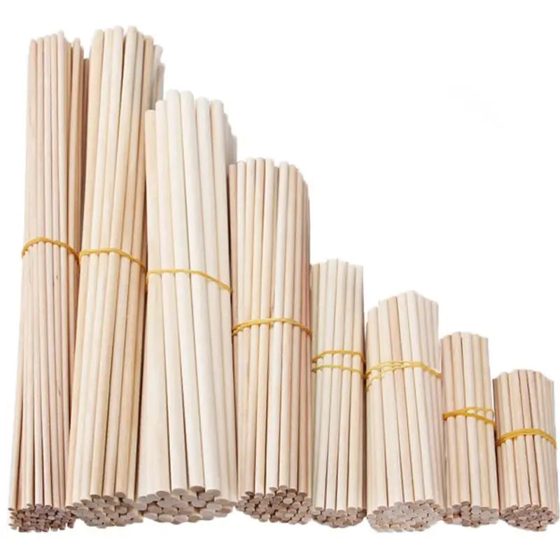 Round Wooden Sticks – Durable DIY Dowels for Crafts, Cake Making, Ice Lollies & Woodworking Models