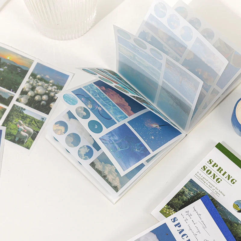 كتاب ملصقات واشي للمناظر الطبيعية الجمالية، 50 ورقة - 50 نمطًا من ملصقات سكرابوكينغ، ومجلات، وملصقات ورقية يدوية الصنع