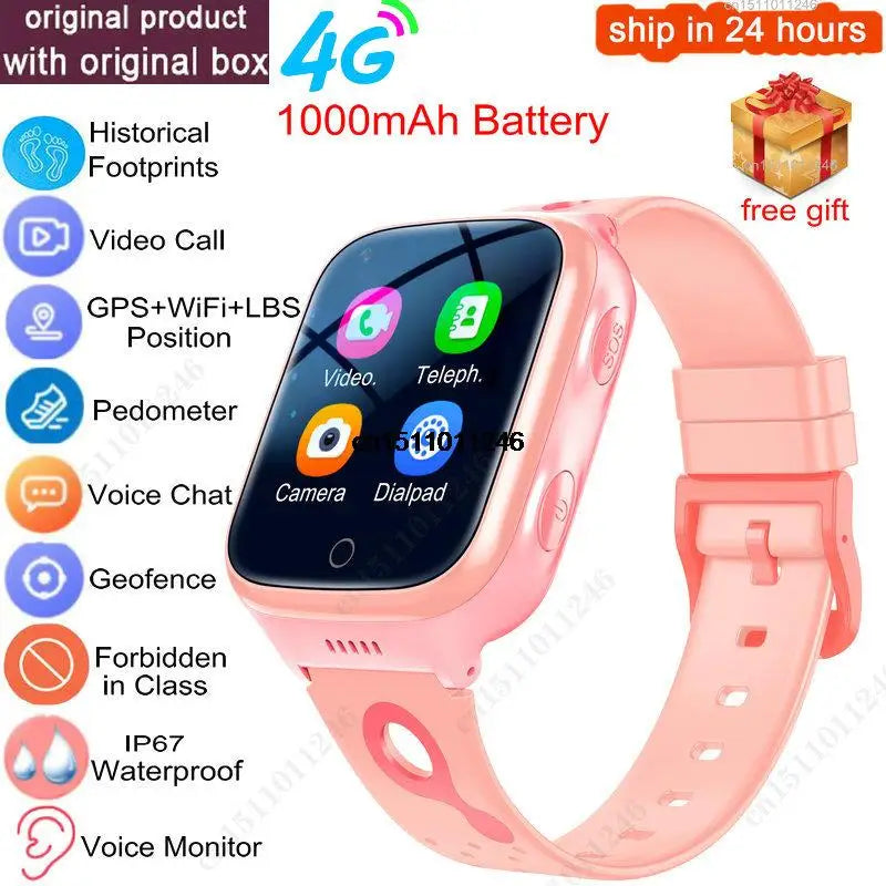 KGG 4G Kids Smart Watch – GPS & WiFi, Video Call, SOS, 1000mAh Battery, Location Tracker Phone Watch Gift