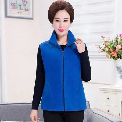 Plus Size Women's Polar Fleece Vest Sleeveless Zipper Jacket Autumn Fashion Leisure Gilet