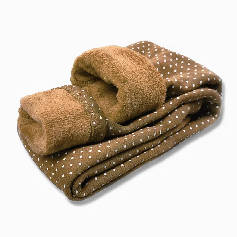 Girls Velvet Leggings Dot Print Warm Pants Autumn Winter Kids Cotton Trousers