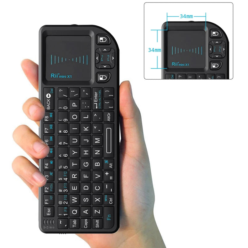 Rii X1 2.4GHz Mini Wireless Keyboard – Touchpad Keyboard for Android TV Box, PC & Laptop (English/ES/FR/Korean)