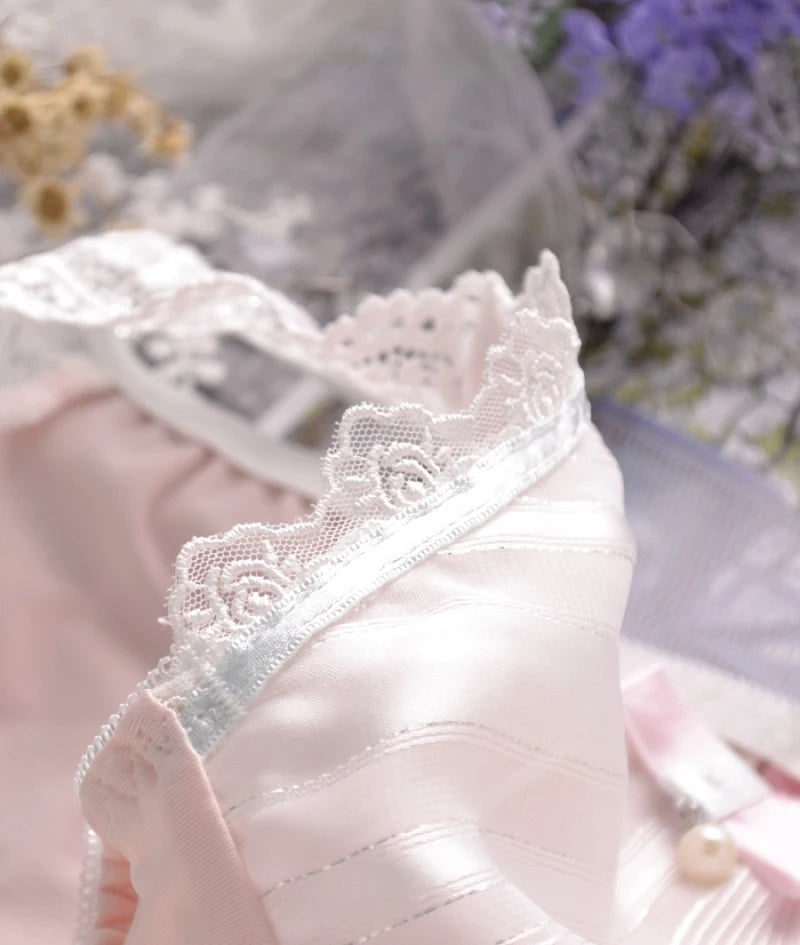 Milk Silk Women's Cute Lace Low Waist Panties Sweet Style Seamless Underwear