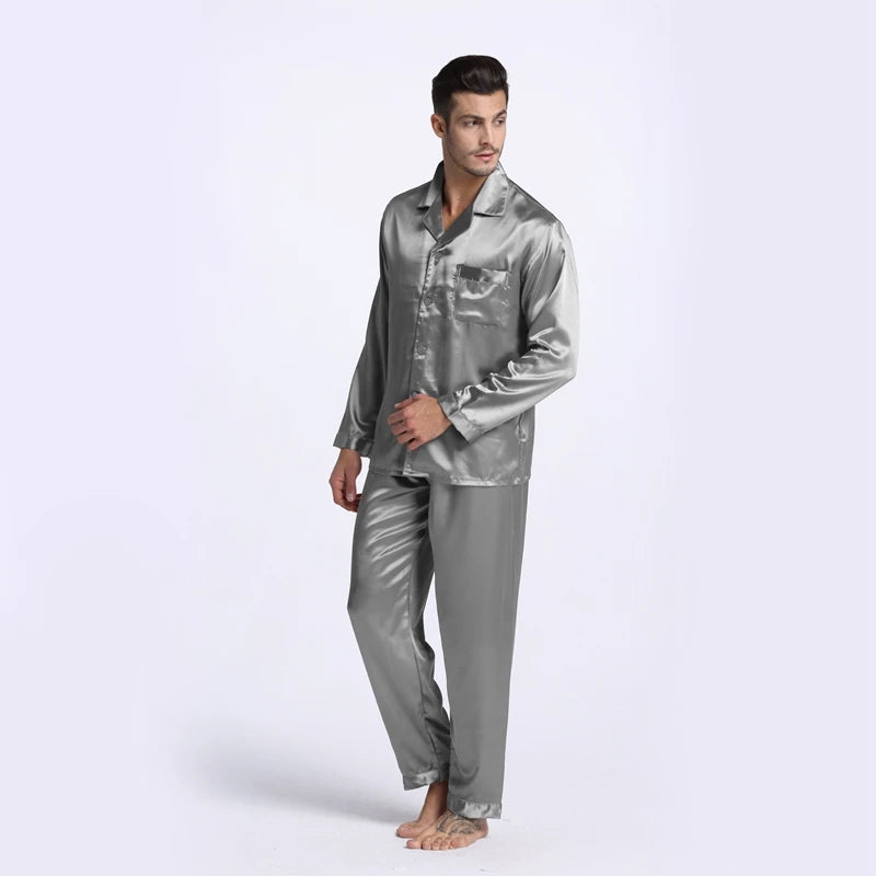 Tony & Candice Men's Satin Silk Pajama Set | Sexy Modern Soft & Cozy Sleepwear | Summer Nightwear for Men