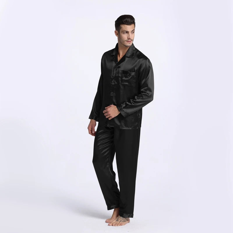 Tony & Candice Men's Satin Silk Pajama Set | Sexy Modern Soft & Cozy Sleepwear | Summer Nightwear for Men