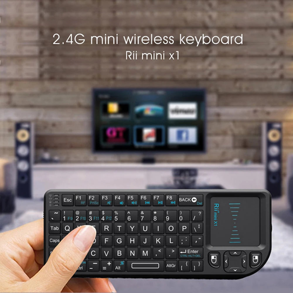 Rii X1 2.4GHz Mini Wireless Keyboard – Touchpad Keyboard for Android TV Box, PC & Laptop (English/ES/FR/Korean)