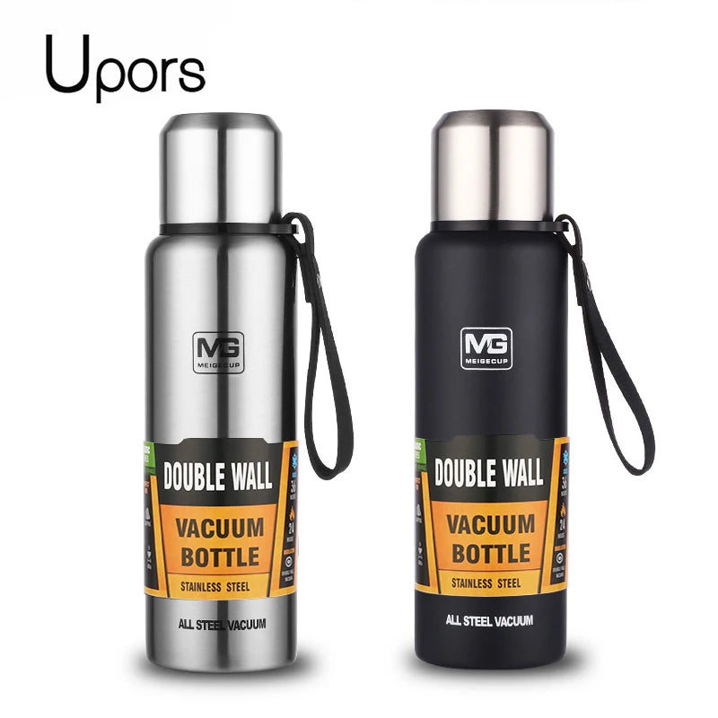 UPORS Stainless Steel Thermos – Large Capacity Vacuum Flask with Carrying Rope, 500ML/700ML/1000ML/1500ML
