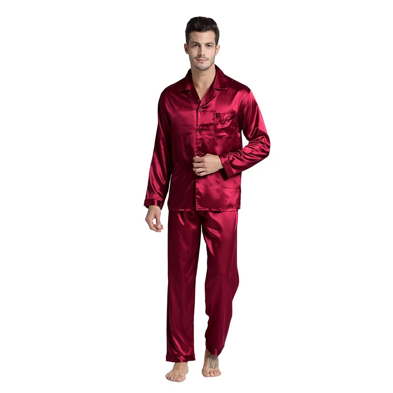 Tony & Candice Men's Satin Silk Pajama Set | Sexy Modern Soft & Cozy Sleepwear | Summer Nightwear for Men