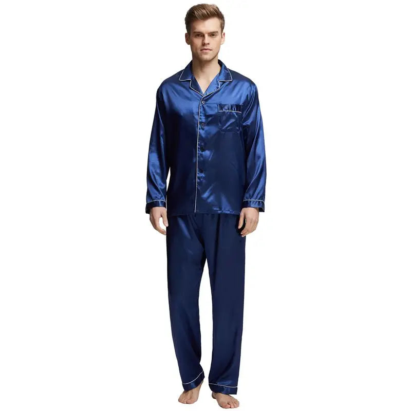 Tony & Candice Men's Satin Silk Pajama Set | Sexy Modern Soft & Cozy Sleepwear | Summer Nightwear for Men