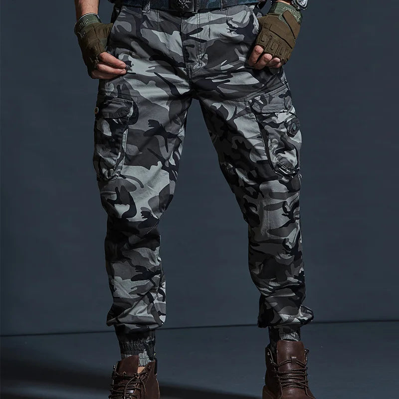 High Quality Khaki Casual Pants Men | Tactical Joggers Camouflage Cargo Pants | Multi-Pocket Fashion Black Army Work Trousers