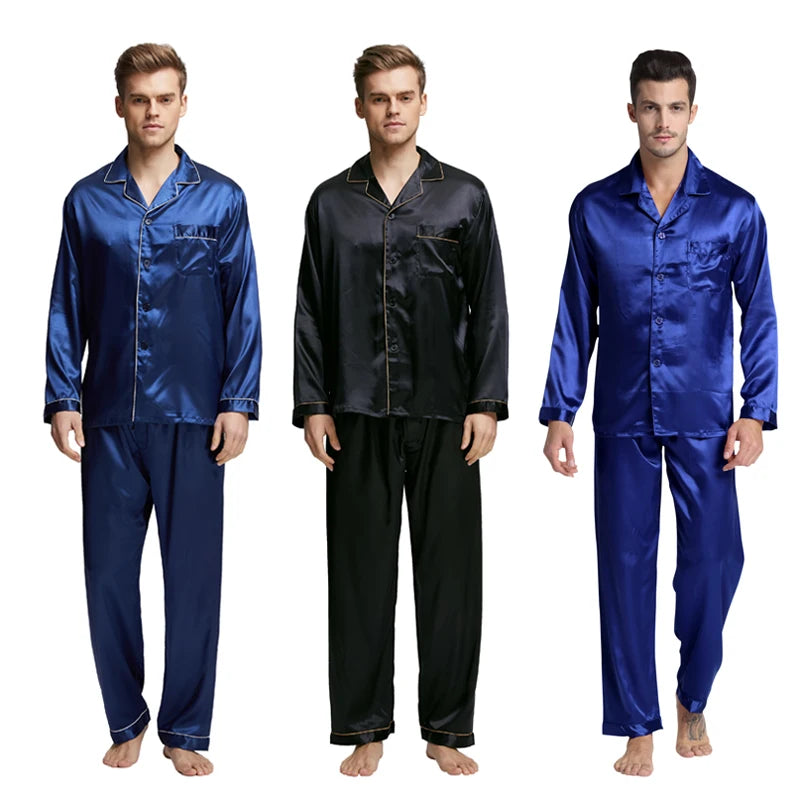Tony & Candice Men's Satin Silk Pajama Set | Sexy Modern Soft & Cozy Sleepwear | Summer Nightwear for Men