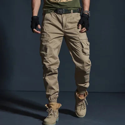 High Quality Khaki Casual Pants Men | Tactical Joggers Camouflage Cargo Pants | Multi-Pocket Fashion Black Army Work Trousers