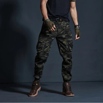 High Quality Khaki Casual Pants Men | Tactical Joggers Camouflage Cargo Pants | Multi-Pocket Fashion Black Army Work Trousers