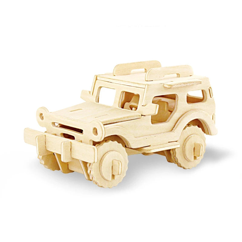 3D DIY Wooden Puzzle Toy – Military Series Tank & Vehicle Model Set | Educational Puzzle Gift for Kids