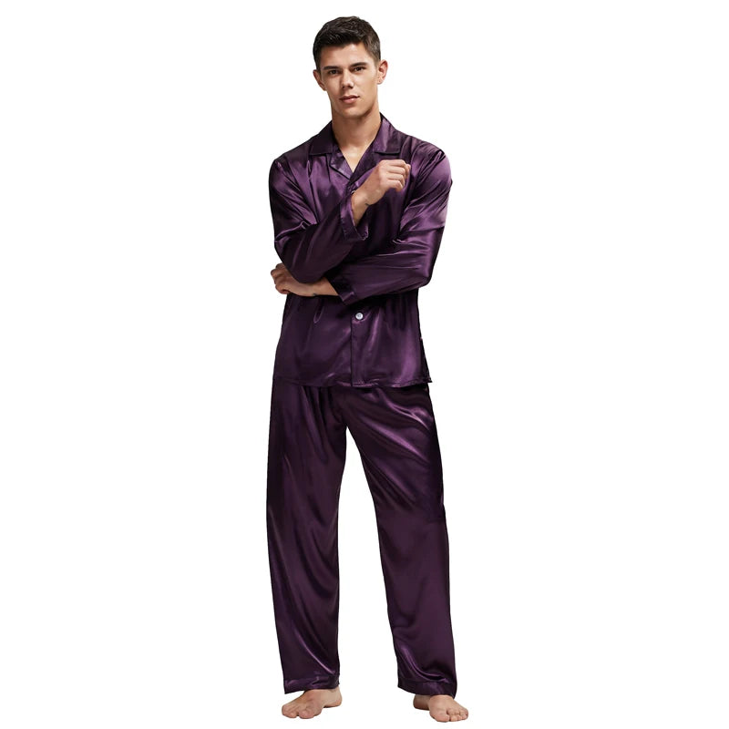 Tony & Candice Men's Satin Silk Pajama Set | Sexy Modern Soft & Cozy Sleepwear | Summer Nightwear for Men