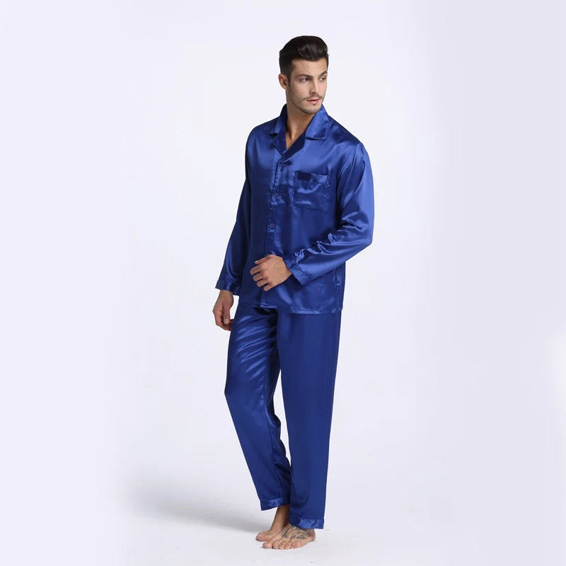 Tony & Candice Men's Satin Silk Pajama Set | Sexy Modern Soft & Cozy Sleepwear | Summer Nightwear for Men