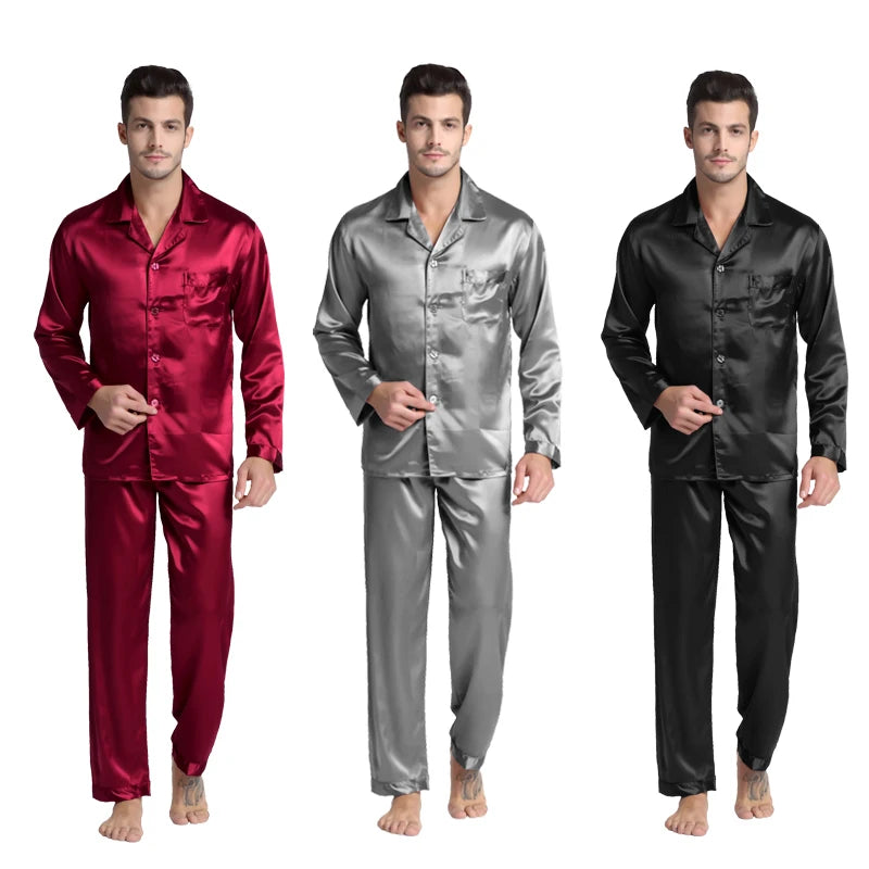 Tony & Candice Men's Satin Silk Pajama Set | Sexy Modern Soft & Cozy Sleepwear | Summer Nightwear for Men