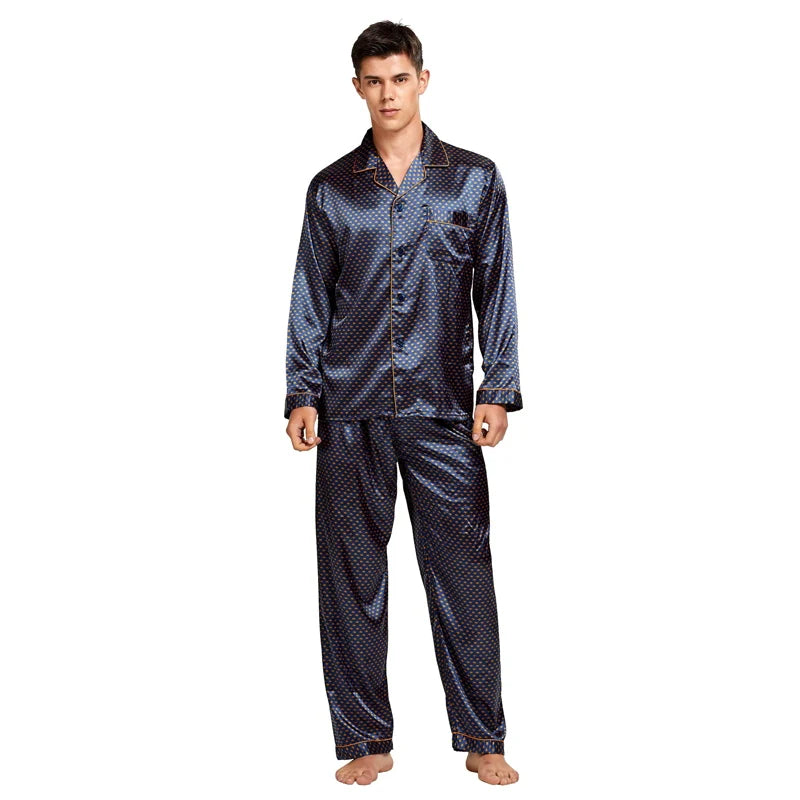 Tony & Candice Men's Satin Silk Pajama Set | Sexy Modern Soft & Cozy Sleepwear | Summer Nightwear for Men